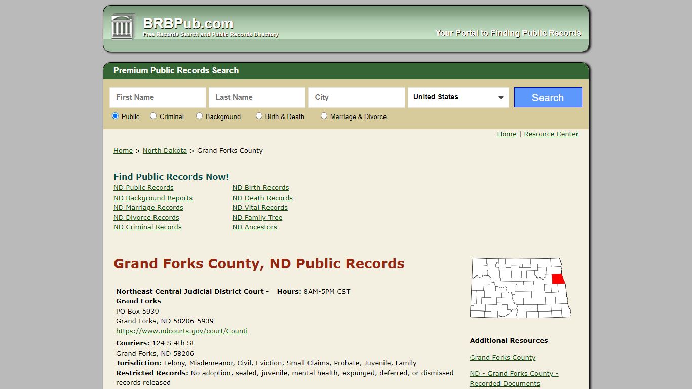 Grand Forks County, ND Public Records - BRB Pub